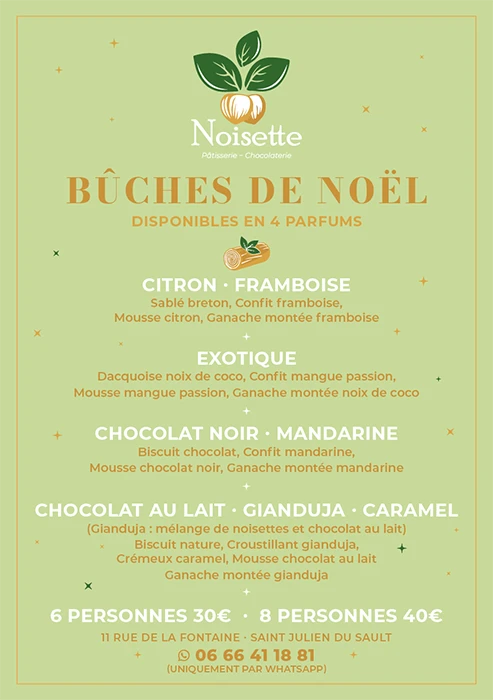 patisserie noisette buches de noel saint julien du sault