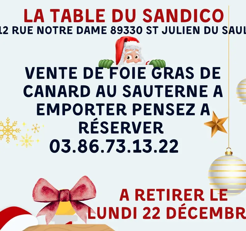 table du sandico foie gras noel st julien du sault