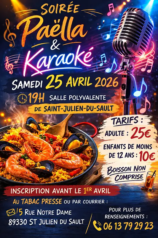soiree paella karaoke st julien du sault