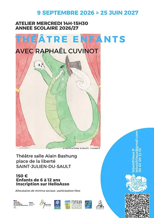 cours theatre enfant raphael cuvinot bois frileux stjuliendusault 2026 2027