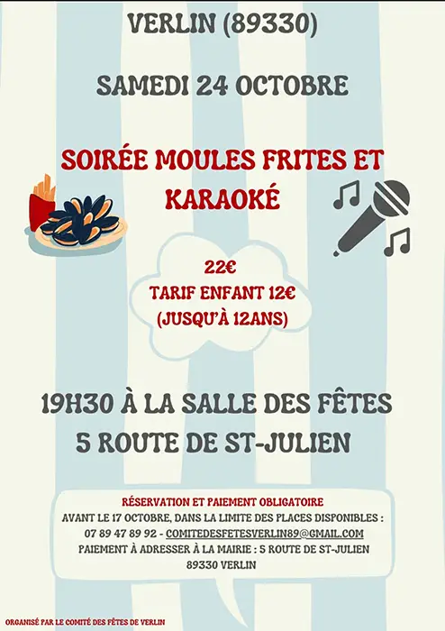 soiree moules frites karaoke verlin octobre2026